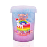 Gotta B Sweet Birthday Cake cotton candy jar shows blue, pink, white swirls for celebrations.