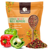 Gourmanity dried peppers mix in resealable bag ready for quick topping