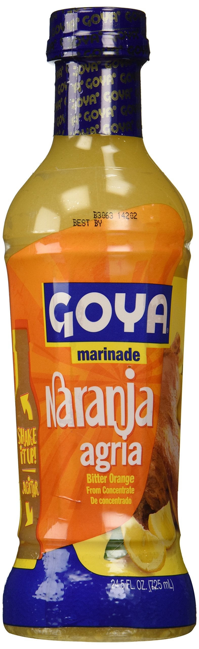 Goya Bitter Orange Marinade bottle showcases bold flavor for beef, pork, or chicken.