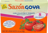 Goya Cilantro & Tomato Seasoning in a foil packet, convenient for quick flavoring