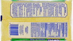 Close-up of Goya corn meal texture for tender, even dough.