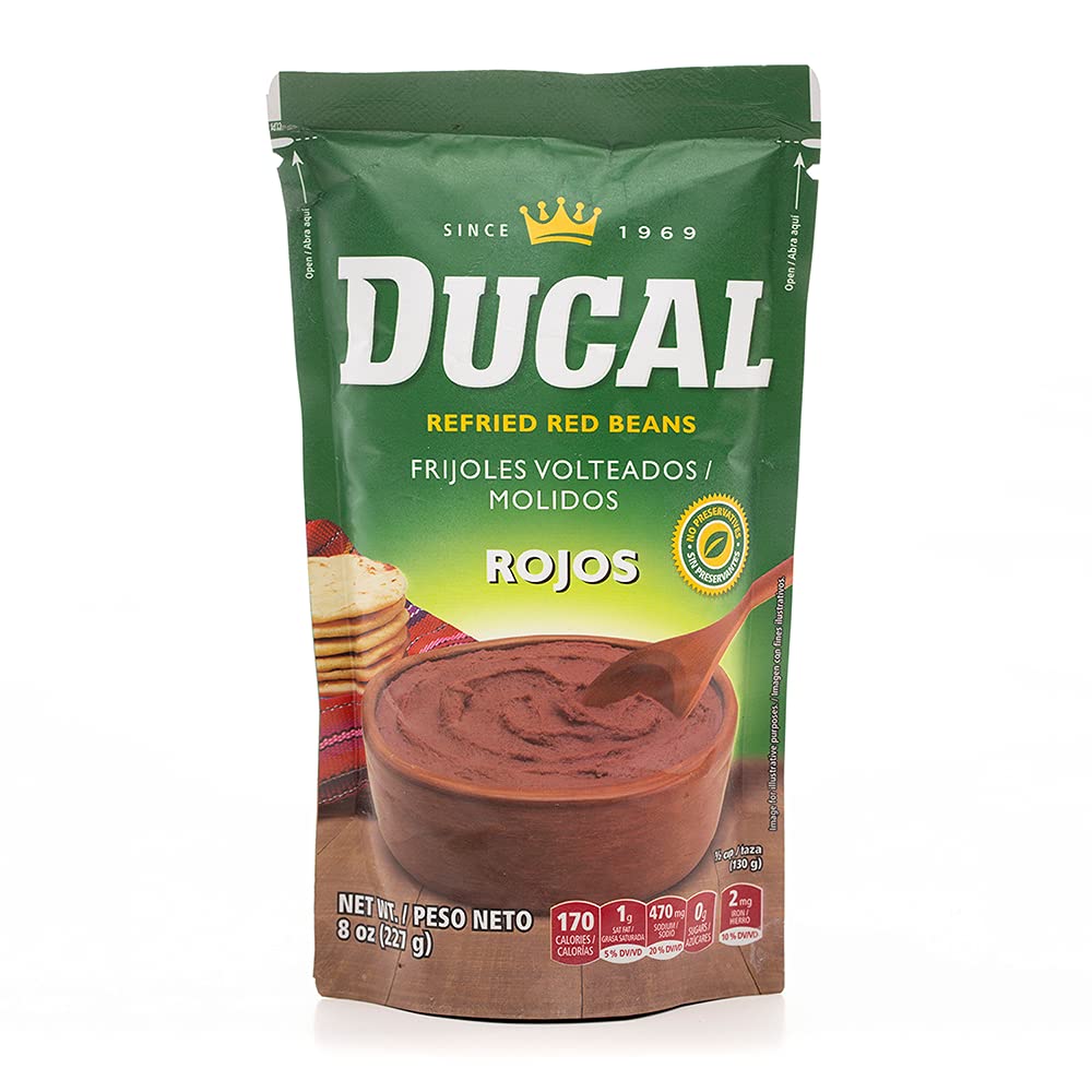 Goya Ducal Refried Red Beans pouch 8oz ready to heat for quick meals