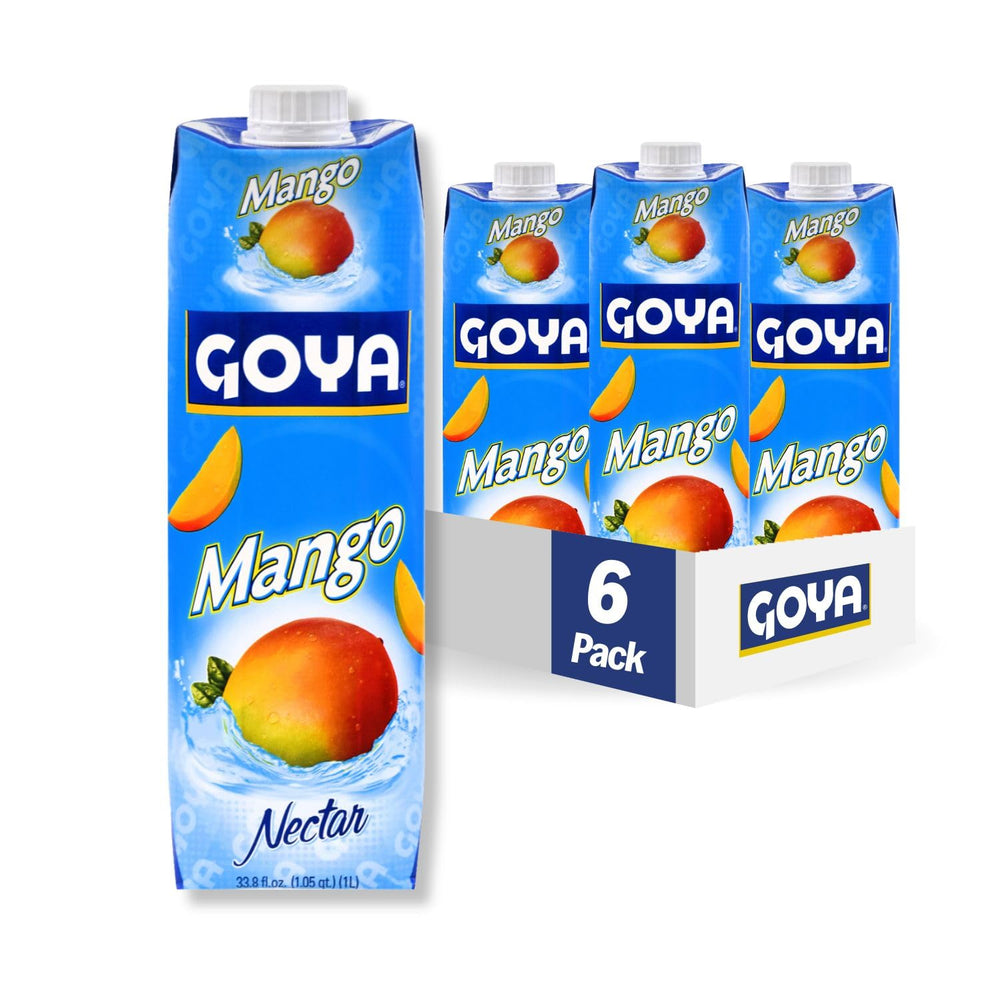 Goya Mango Nectar carton 6-pack, convenient family refreshment.