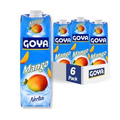 Goya Mango Nectar carton 6-pack, convenient family refreshment.