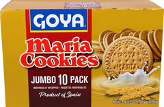 GOYA Maria Cookies 7oz pack on a kitchen counter, ideal with coffee.
