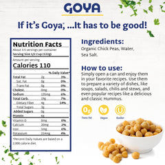 Goya Organic Chick Peas label shows organic certification