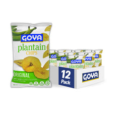 Goya Plantain Chips Original front pack image showing a gluten-free snack option.