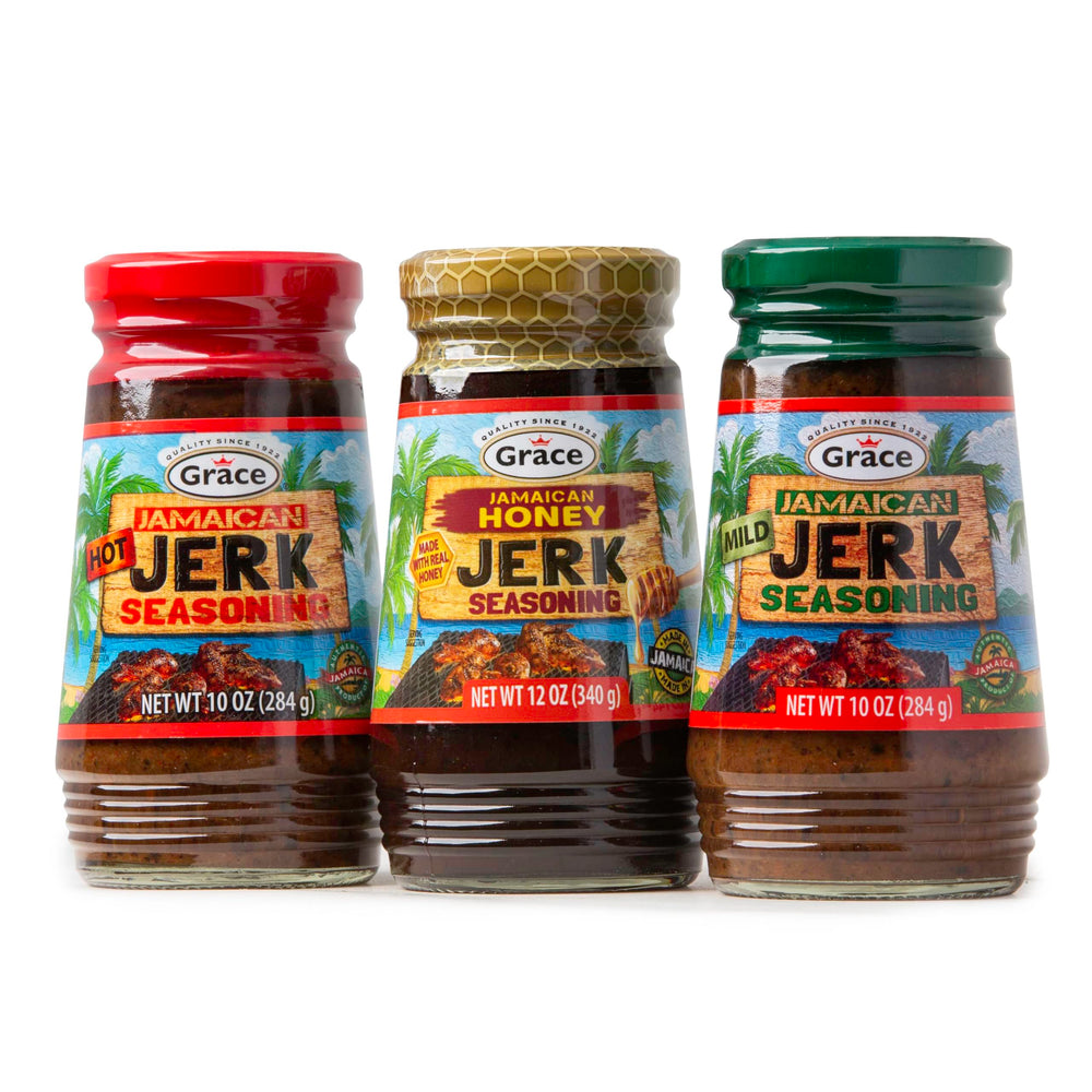 Grace Jamaican Jerk Honey bottle ready for grilling