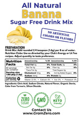 GramZero banana drink mix served in a glass showing zero-sugar sweetness