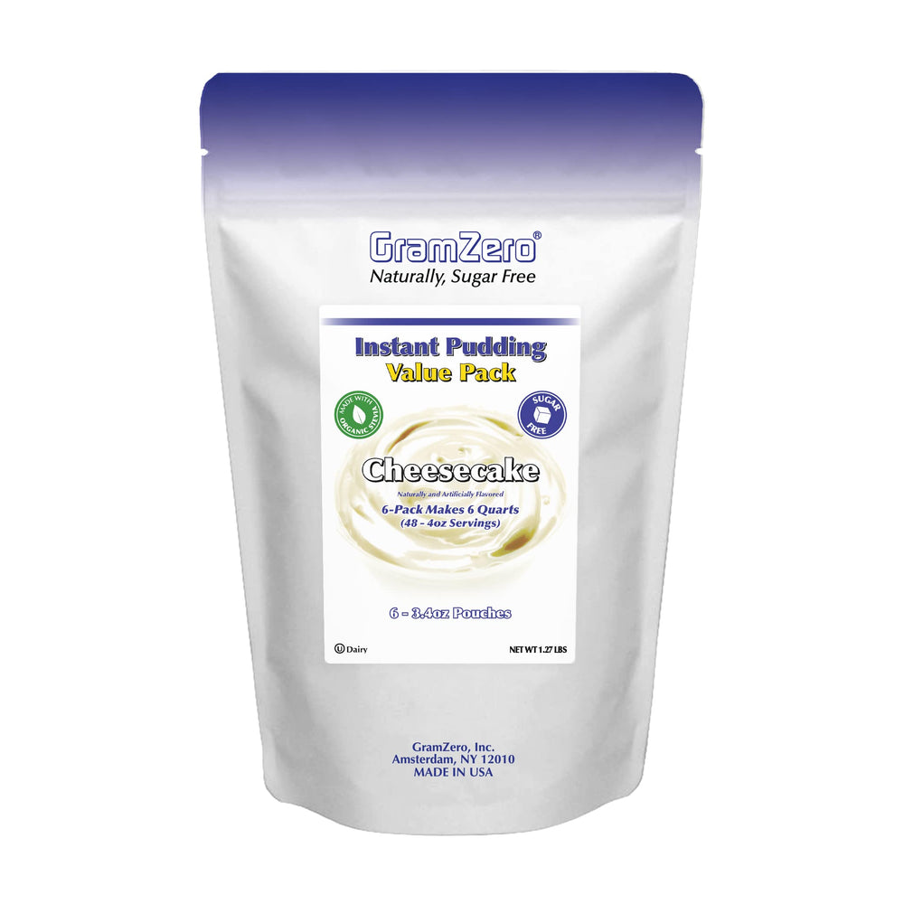 GramZero cheesecake sugar-free pudding mix 6pack: easy, low-carb dessert option.