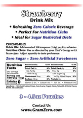 GramZero Strawberry drink mix being stirred into water for flavor.