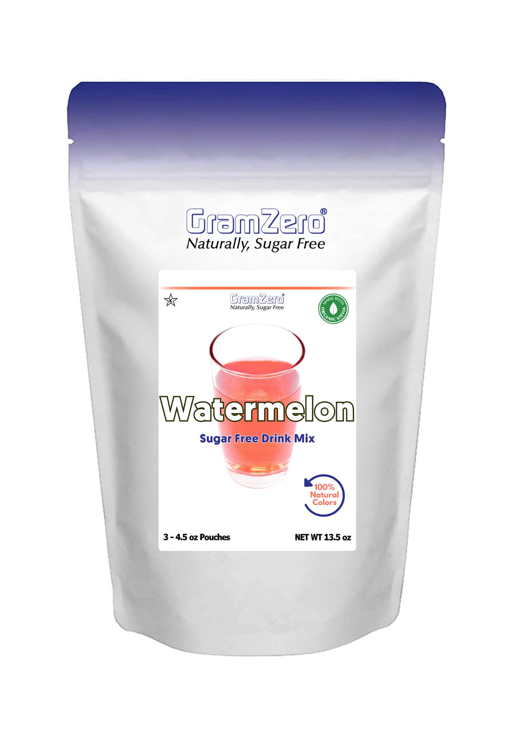 GramZero Watermelon powder pouch ready to mix for zero-calorie hydration