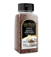 GranAroma brown mustard seeds in a shaker jar for easy seasoning.
