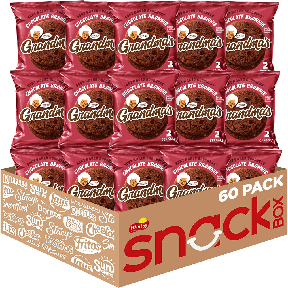 Grandma's Chocolate Brownie big cookie pack front; bulk snack for gatherings.