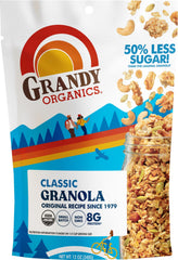 Grandy Organics granola classic 12oz bag close-up highlighting crunch for snacking