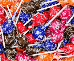 Grandys Candys Tootsie Roll Pops offer Raspberry, Cherry, Grape, Orange, and other flavors.