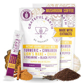 Grateful Earth mushroom coffee sticks packet for quick energy on the go