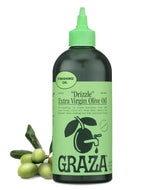 Graza Drizzle olive oil bottle displaying bold finishing flavor