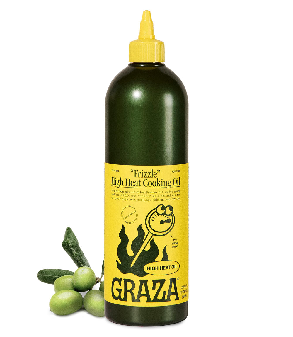 Graza Frizzle bottle pours, ready for high-heat frying