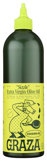 Graza Sizzle bottle pour demonstrating smooth stream for sautéing and finishing dishes.