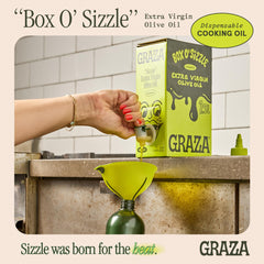 Graza Sizzle pan-searing olive oil ready for searing chicken and veggies