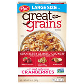 Great Grains Cranberry Almond Crunch cereal bowl with whole grains and real cranberries.