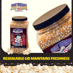 Stovetop popping with Great Northern kernels for fluffy, even pops