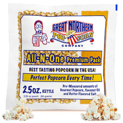 Great Northern Popcorn movie theater packs setup for quick, mess-free party popcorn.