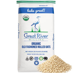 Great River Milling Organic Old Fashioned Rolled Oats pack, ideal for hearty breakfasts and baking.