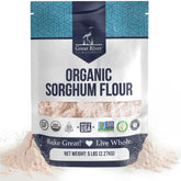 Great River Milling Organic Sorghum Flour bag 5lb showcases gluten free, fiber rich baking.