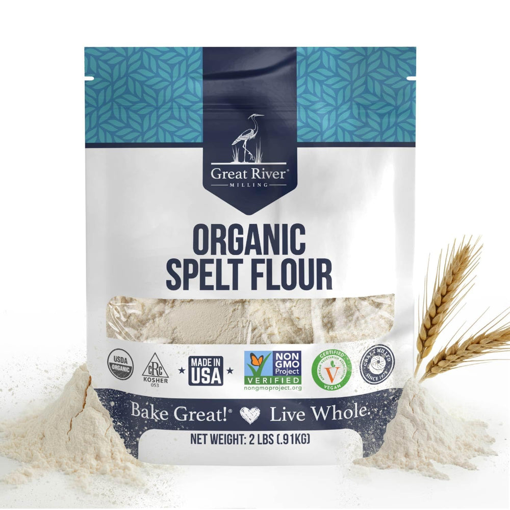 Great River Milling Organic Spelt Flour bag ready for wholesome baking.