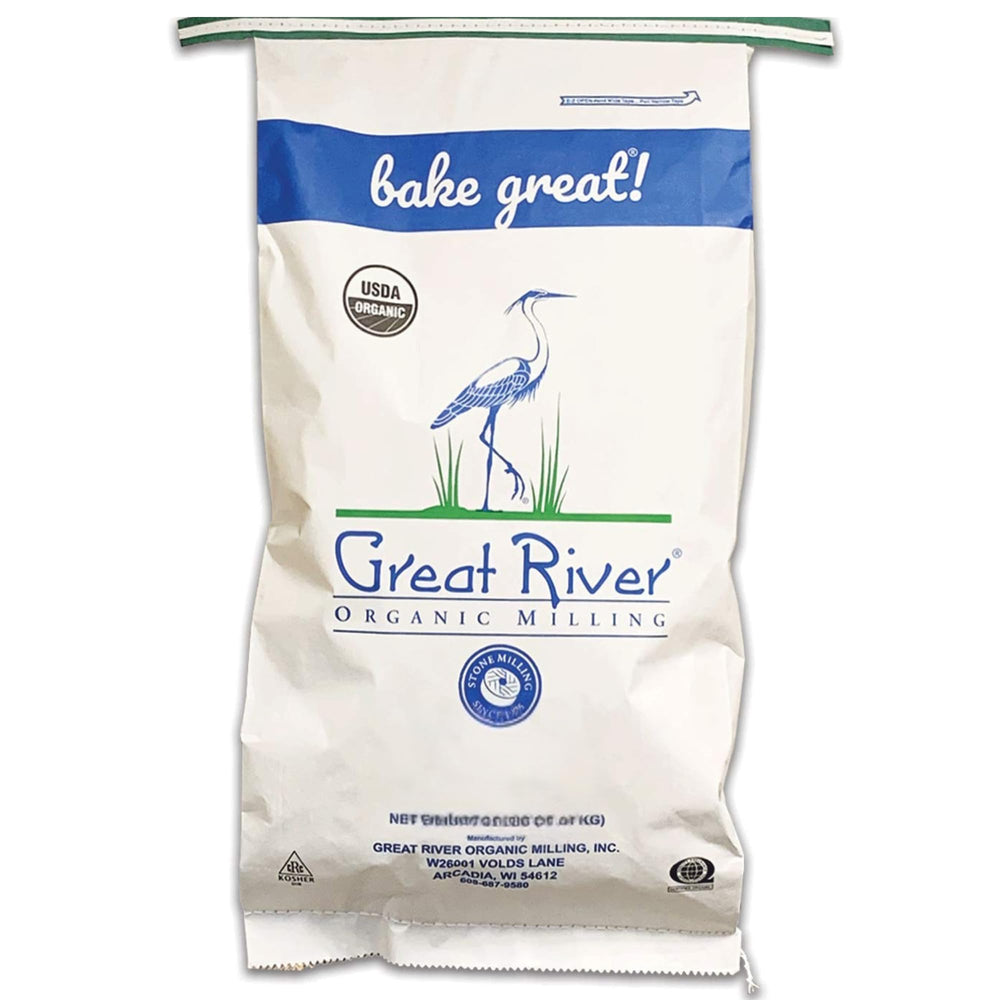 Great River Milling Organic Whole Wheat Flour 25 lb bag supports high-protein bread and sourdough baking
