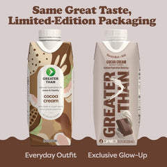 Greater Than Nutrition label closeup highlights real coconut water and minerals.