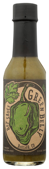 Green Belly Hot Sauce bottle front showing label and bold flavor