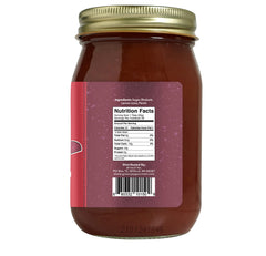 Green Jay Gourmet Rhubarb Jam label closeup highlights natural ingredients and no preservatives