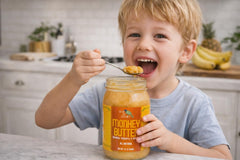 Gluten-free label on Green Jay Gourmet Monkey Butter jar