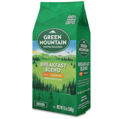 Green Mountain Breakfast Blend Decaf ground coffee, bright and nutty for a smooth morning