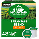Green Mountain Breakfast Blend pod for Keurig brews a convenient morning cup.