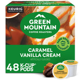 Green Mountain Caramel Vanilla Cream K-Cup pods with rich flavor notes and convenience.