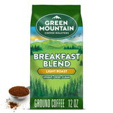 Green Mountain Coffee Breakfast Blend pack front for a bright morning ritual.