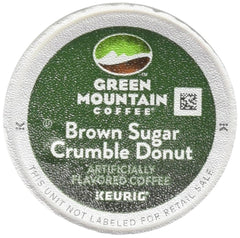 Green Mountain Coffee Brown Sugar Crumble Donut 18ct box for pantry storage and convenience.