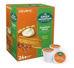 Green Mountain Pumpkin Spice K-Cups for Keurig—aromatic mornings and quick, convenient brewing.