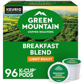 Green Mountain Coffee Roasters Breakfast Blend packshot showing the 96-count box.