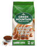 Green Mountain Caramel Vanilla Cream ground coffee bag ready for brewing at home