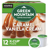 Green Mountain Caramel Vanilla Cream K-Cup pod closeup for rich coffee flavor