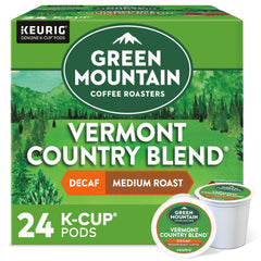 Green Mountain Vermont Country Blend Decaf pod for a smooth, balanced morning brew.