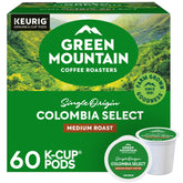 Green Mountain Colombia Select box highlights sustainable sourcing.