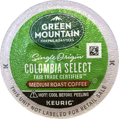 Green Mountain Colombia Select box front view for everyday, fair-trade medium roast brewing.