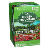 Green Mountain Costa Rica Paraiso K-Cup front packaging, ready for quick single-serve mornings.