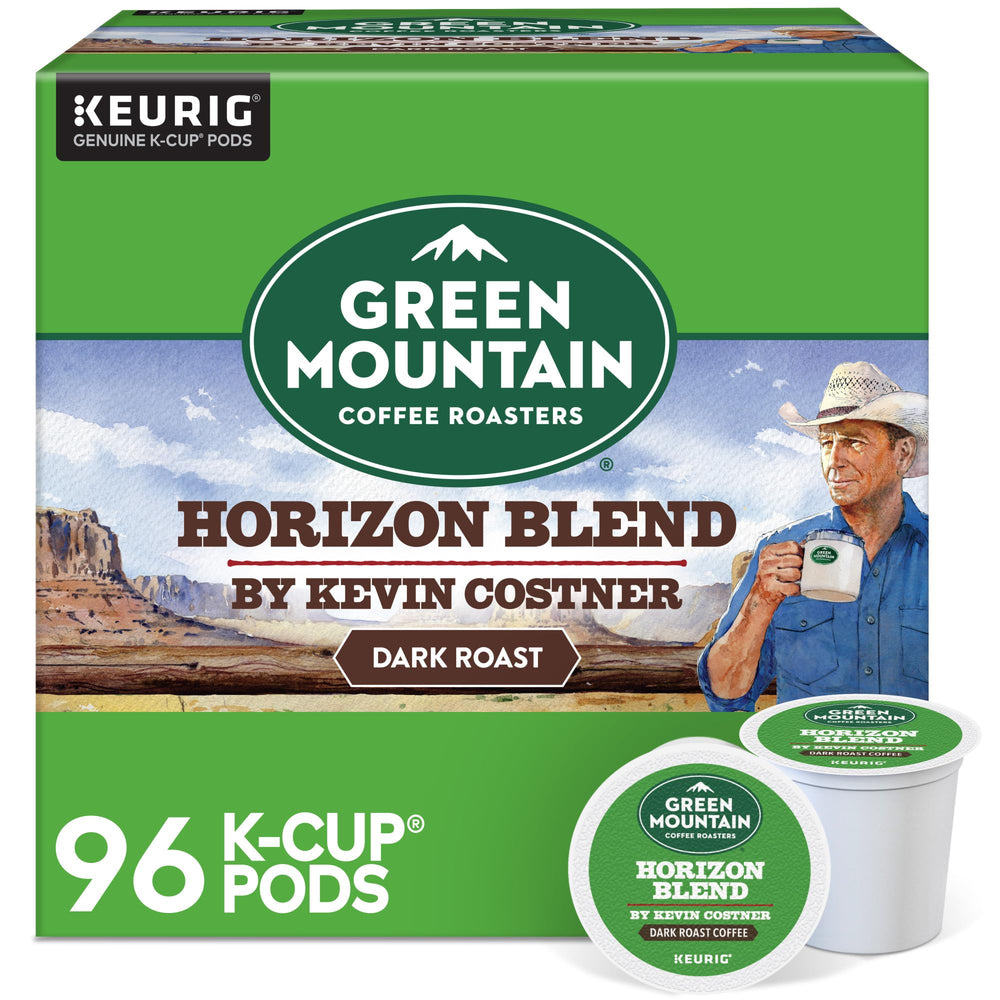 Green Mountain Horizon blend pod closeup for a bold, convenient Keurig brew.